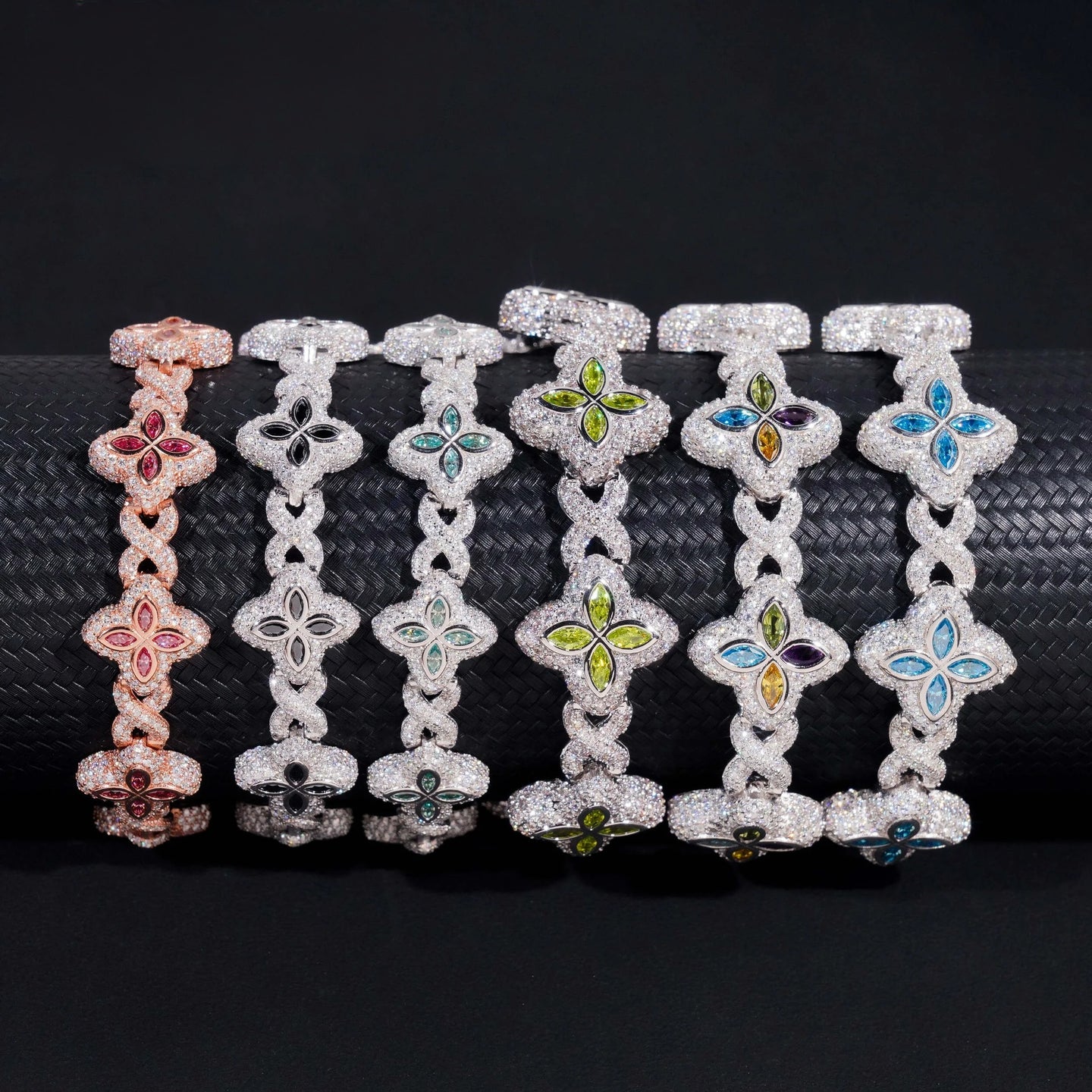 Hot Sale New Design Hip Hop Colorful Marquise 925 Silver VVS Moissanite Iced Out Bracelet