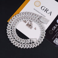 Hot Sale Hip Hip Jewelry GRA Certificate 14mm Three Row 925 Silver Moissanite Iced Out Cuban Link Chain