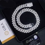 Pass Diamond Tester Rapper Jewelry Iced Out Baguette 18MM 925 Silver Hip Hop Moissanite Cuban Link Chain