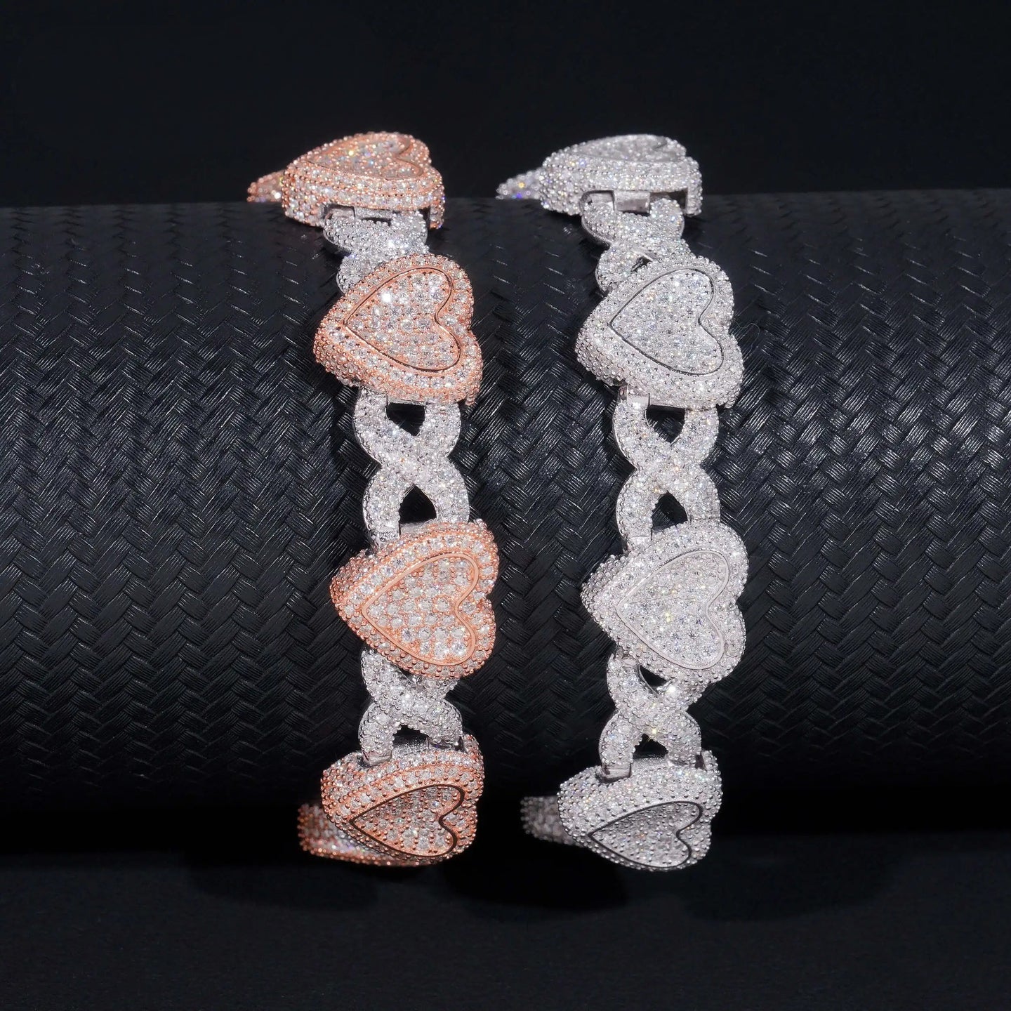 Heart Mixed Infinity Shape Mossanite Bracelet VVS Moissanite 925 Sterling Silver Ice Out Diamond Mossanite Cuban Link Chain