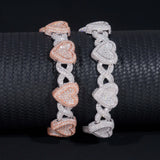 Heart Mixed Infinity Shape Mossanite Bracelet VVS Moissanite 925 Sterling Silver Ice Out Diamond Mossanite Cuban Link Chain