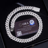 Hot Sale Hip Hip Jewelry GRA Certificate 14mm Three Row 925 Silver Moissanite Iced Out Cuban Link Chain