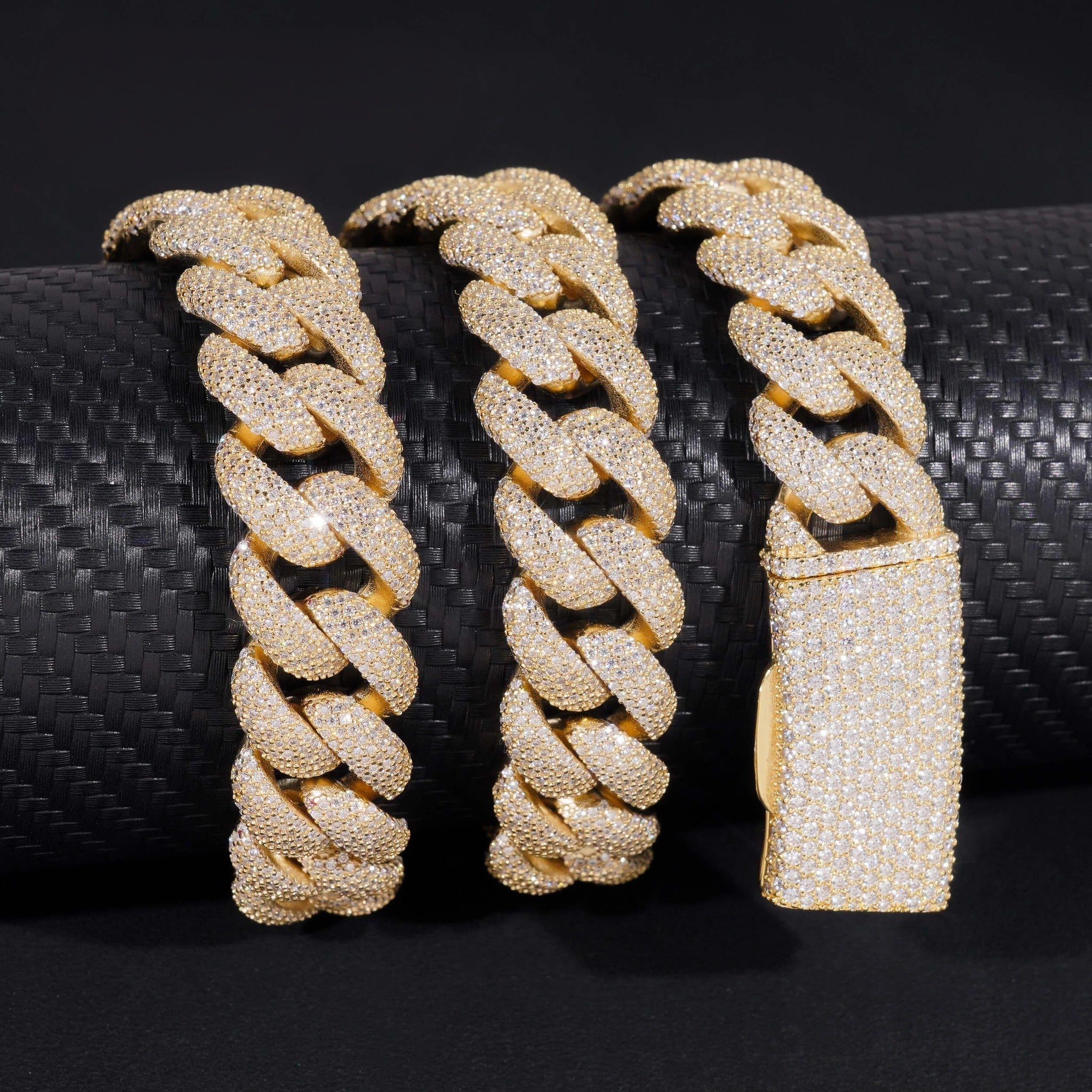 Rapper Hip Hop Jewelry 16mm 5 Rows Stones Solid 925 Sterling Silver Gold Plated Iced Out Moissanite Miami Cuban Link Chain