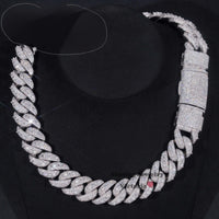Bulk Size 22MM S925 Solid Silver Iced Out Hip Hop Jewelry Moissanite Diamond VVS Miami Cuban Link Chain Mosaic Cuban Chain