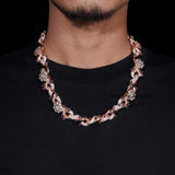 Pass Diamond Tester Rose Gold VVS Moissanite Lab Diamond Silver 925 18MM Flower Cuban Hip Hop Iced Out Jewelry Cuban Link Chain