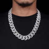 Rapper Hip Hop Jewelry Prong Setting GRA 925 Sterling Silver White Gold Plated Miami Moissanite Diamond 20MM Mosaic Cuban Chain
