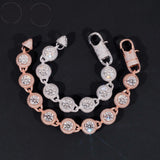 Fully Iced Out Bezel Setting 2ct Center Stone 14mm Width Hip Hop 925 Silver Men VVS Moissanite Bracelet