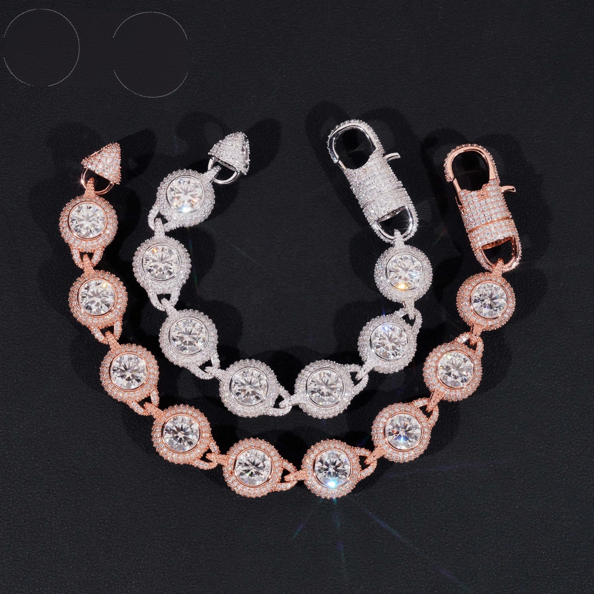 Fully Iced Out Bezel Setting 2ct Center Stone 14mm Width Hip Hop 925 Silver Men VVS Moissanite Bracelet