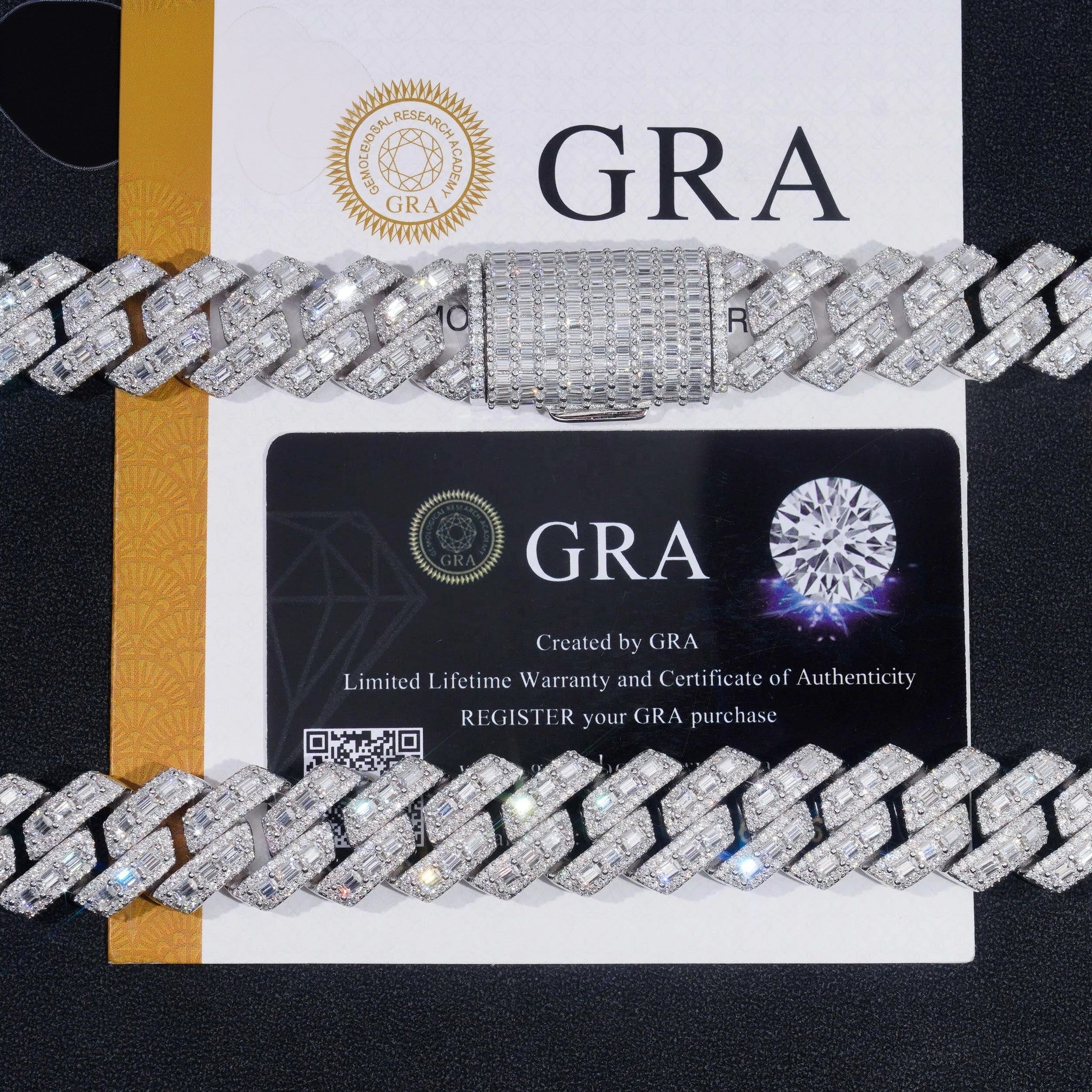 Pass Diamond Tester Rapper Jewelry Iced Out Baguette 18MM 925 Silver Hip Hop Moissanite Cuban Link Chain