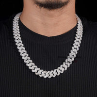 Custom Name Lock 18MM White Gold Plated Baguette Design Hiphop Cuban Link S925 VVS Moissanite Diamond Cuban Chain Men's Necklace