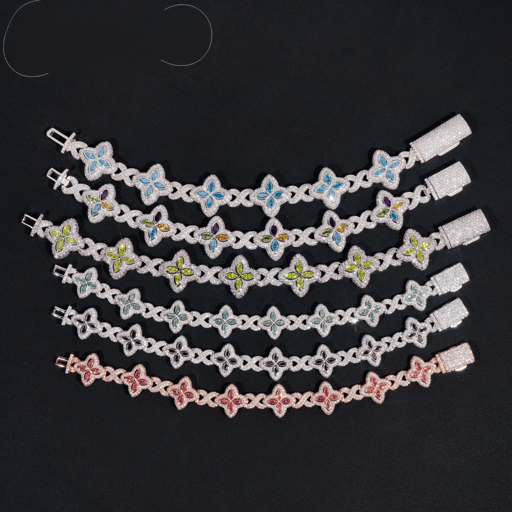 Hot Sale New Design Hip Hop Colorful Marquise 925 Silver VVS Moissanite Iced Out Bracelet