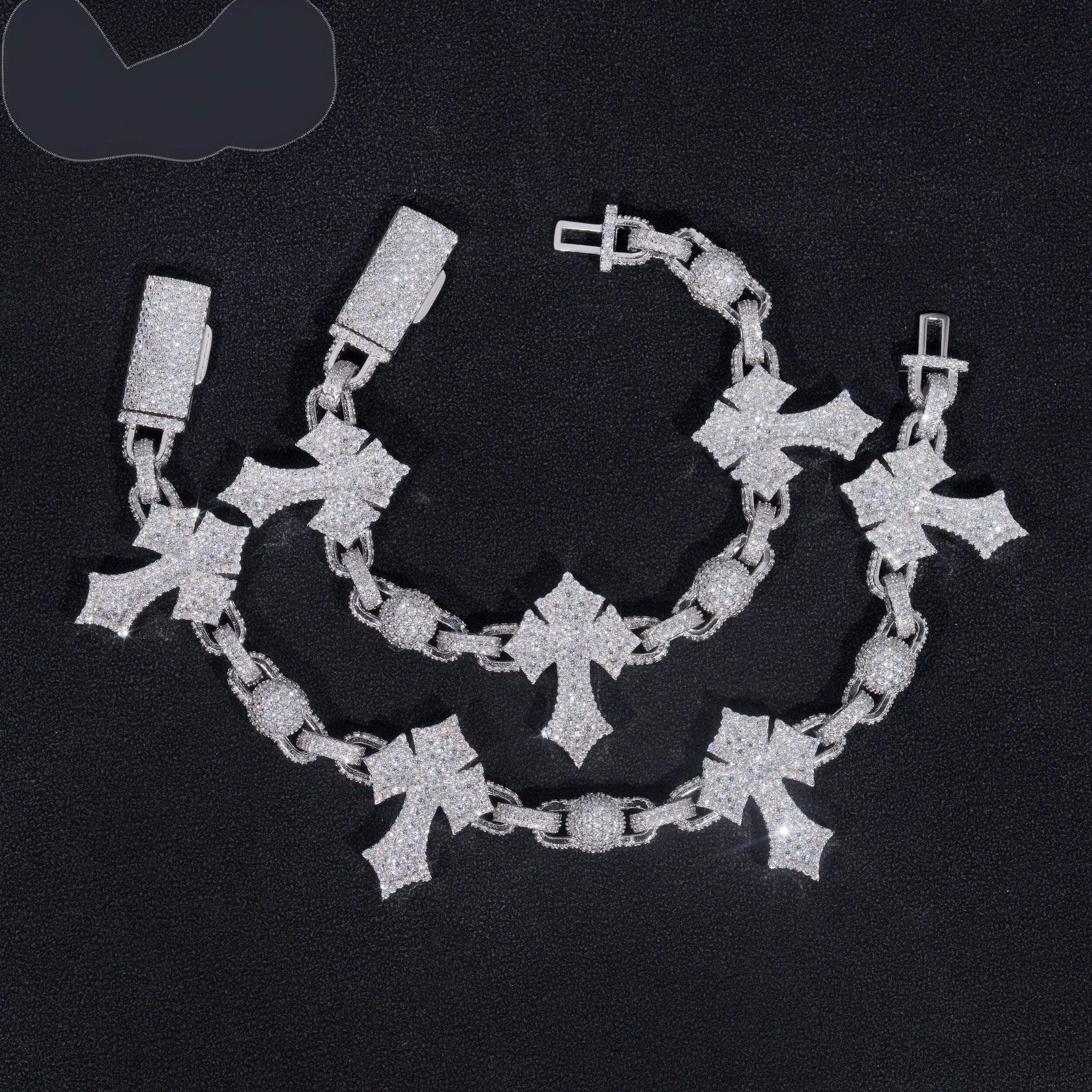 Pass Diamond Tester Silver 925 Gold Plated Hip Hop Jewelry Custom Mens Cross Mix Ball VVS Moissanite Cuban Link Bracelets