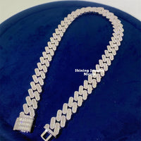 Fine Jewelry Luxury Hip Hop 18mm Iced Out Heavy 925 Silver Moissanite Diamond Cuban Link Chain