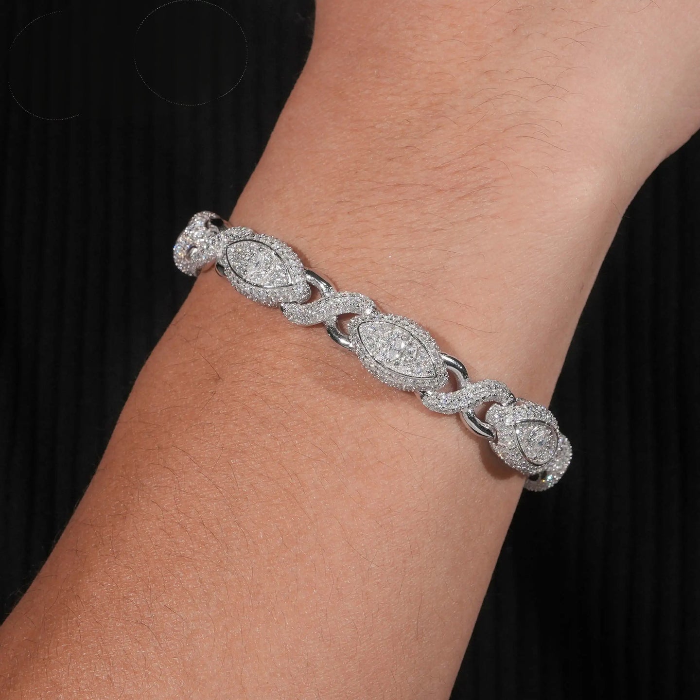 Real 925 Sterling Silver Gold Plated Hip Hop VVS Lab Diamond Moissanite Infinity Cat Eye Cuban Link Chain Bracelet