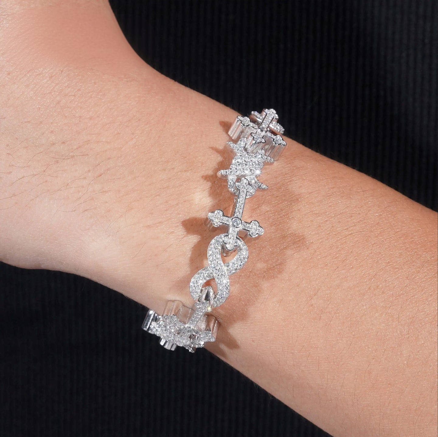 New Arrival Hip Hop Jewelry 925 Sterling Silver Pass Diamond Tester Iced Out Cross Infinity Link Moissanite Cuban Bracelet