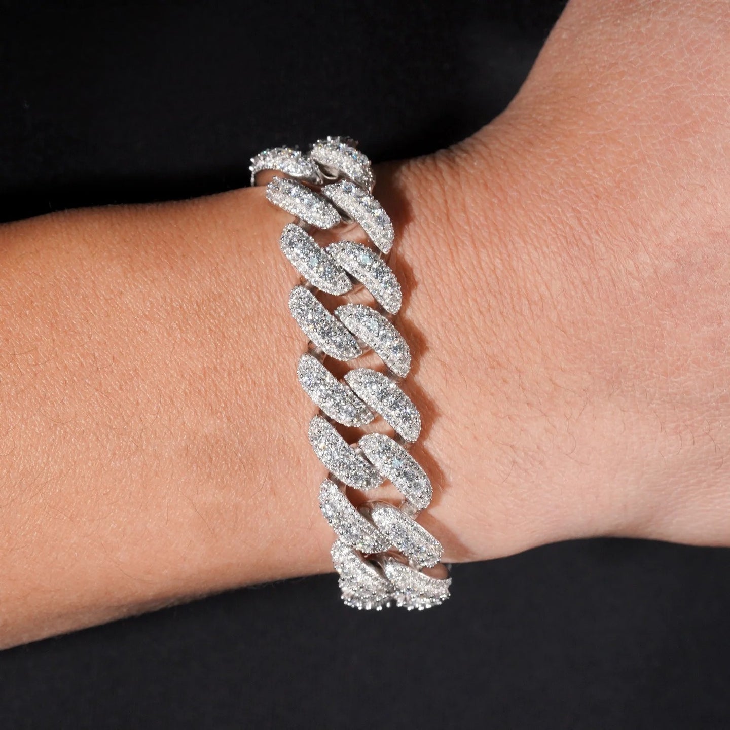 Fine Jewelry Hip Hop 16mm Mens 925 Sterling Silver Diamond Iced Out VVS Moissanite Cuban Link Bracelet