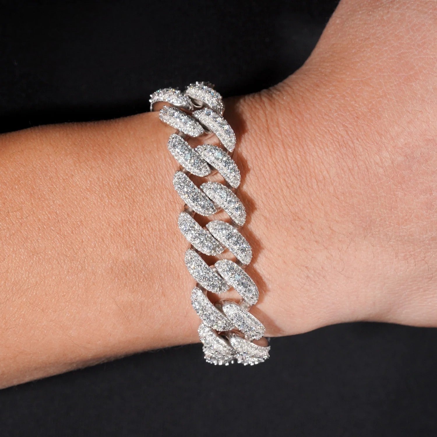 Fine Jewelry Hip Hop 16mm Mens 925 Sterling Silver Diamond Iced Out VVS Moissanite Cuban Link Bracelet