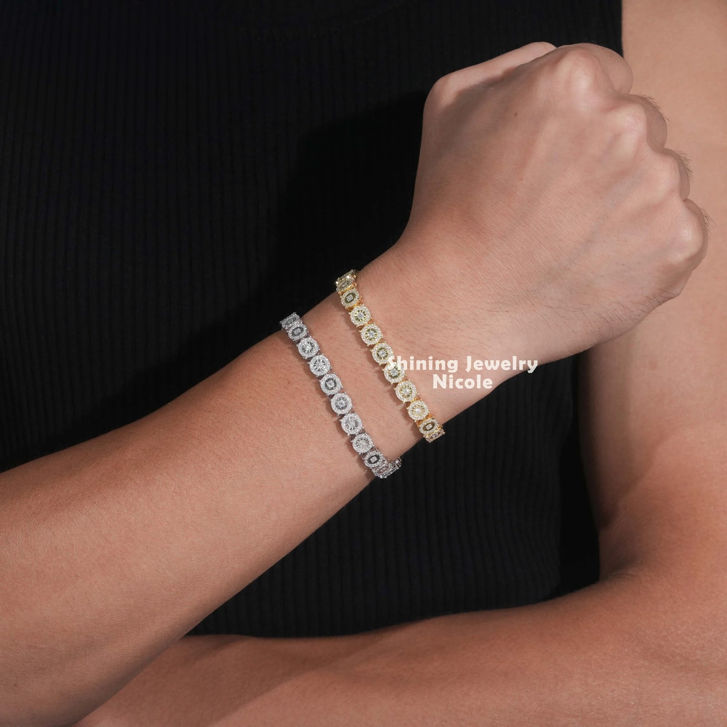 New Arrivals Hip Hop 7mm High Quality Hand Cut Miracle Plate 925 Silver Cuban Link Chain VVS Moissanite Bracelet