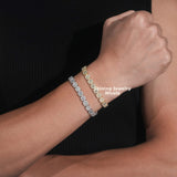 New Arrivals Hip Hop 7mm High Quality Hand Cut Miracle Plate 925 Silver Cuban Link Chain VVS Moissanite Bracelet