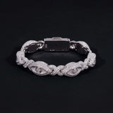 Hot Selling 925 Sterling Silver Hip Hop Iced Out Infinity Eye Moissante Cuban Link Bracelet