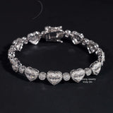 New Iced Out 925 Sterling Silver Heart Shape Moissanite Bracelet Trendy Men Hip Hop Jewelry Moissanite Cuban Link Chain