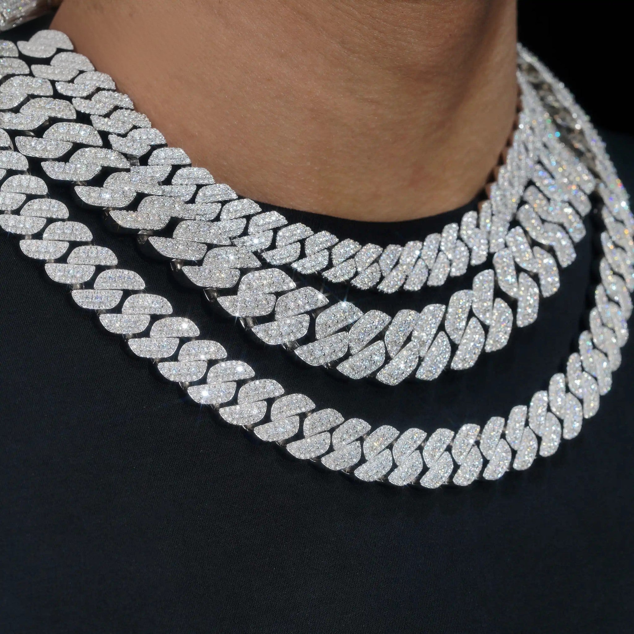 Hot Sale Rise up Moissanite Chain Pass Diamond Tester Diamonds 925 Sterling Silver Gold Plated Cuban Link Chain