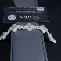 Hot Selling Hip Hop Style Rapper 925 Sterling Silver Men Infinity Cuban Link Moissanite Clover Bracelet