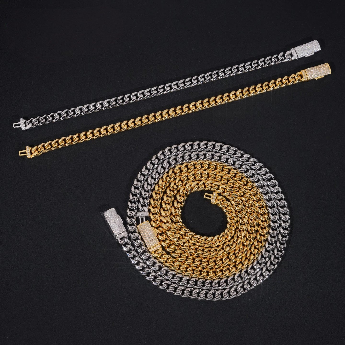 New Stocks Factory Price Hip Hop Jewelry 6mm Solid 925 Sterling Silver Moissanite Lock Stainless Steel Cuban Link Chain