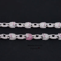 New Trendy Iced Out 13MM Figaro Chain 925 Sterling Silver VVS Moissanite Diamond Cuban Link Chain Men Necklaces