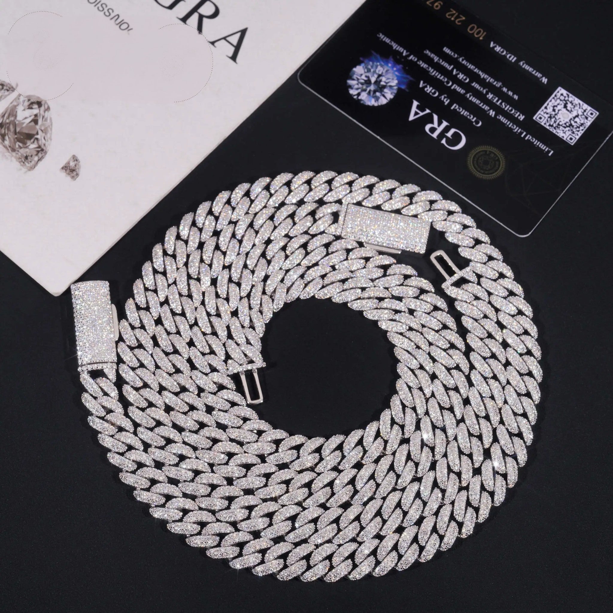 Factory Price Hip Hop Jewelry 10mm Solid 925 Sterling Silver Gold Plated GRA VVS Iced Out Moissanite Miami Cuban Link Chain