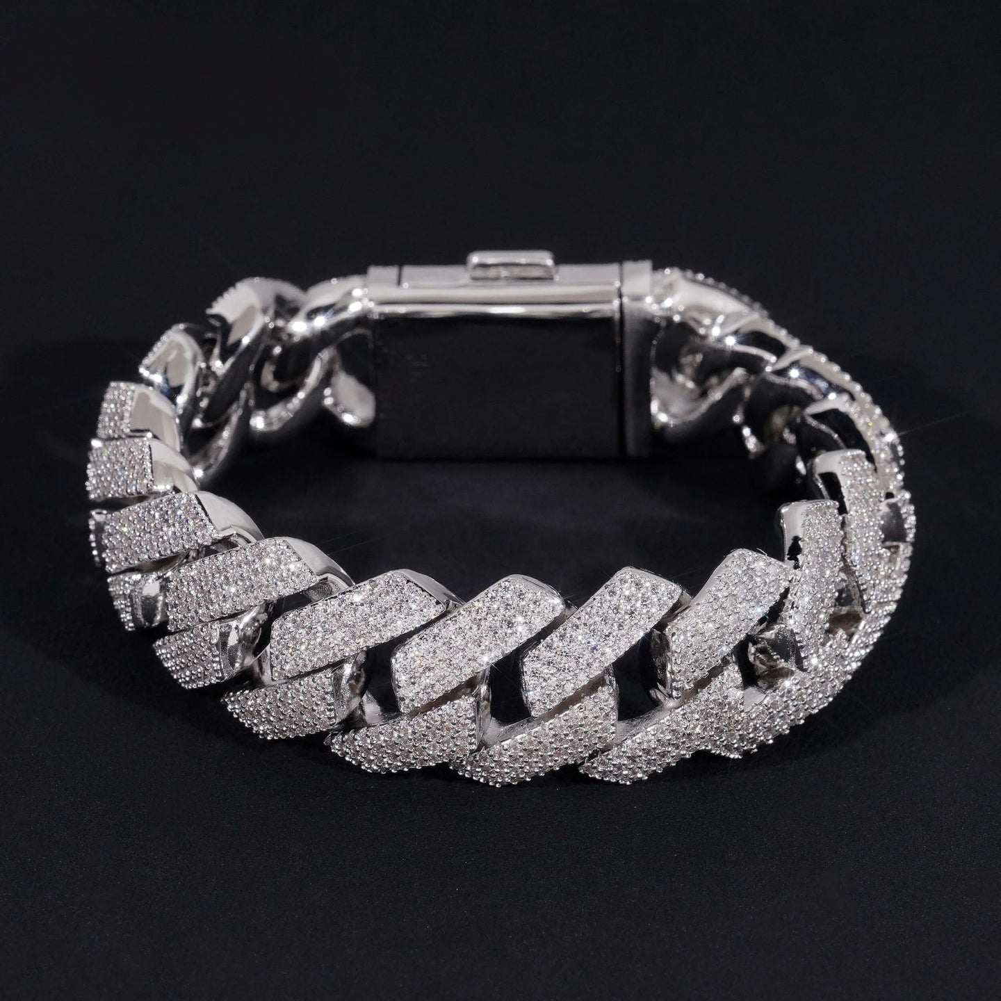 Custom Luxury Iced Out Hip Hop Moissanite Diamond Miami Big Chain 20MM Width 925 Silver Cuban Link Chain Bracelet Gor Men