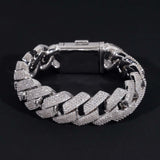 Custom Luxury Iced Out Hip Hop Moissanite Diamond Miami Big Chain 20MM Width 925 Silver Cuban Link Chain Bracelet Gor Men