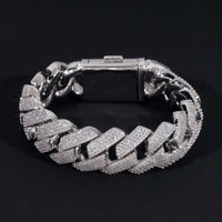 Custom Luxury Iced Out Hip Hop Moissanite Diamond Miami Big Chain 20MM Width 925 Silver Cuban Link Chain Bracelet Gor Men