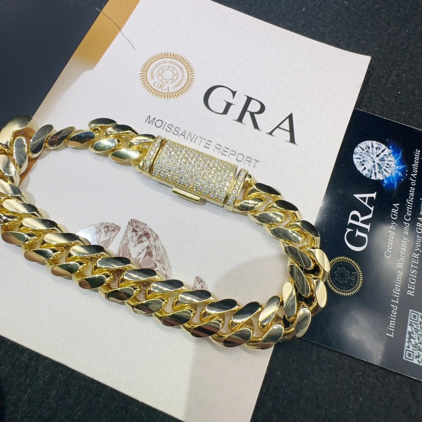 Fashion Sterling Silver 925 VVS Moissanite Lab Diamond Clasp Hip Hop Jewelry 14K Real Gold Plated Cuban Link Chain Bracelet