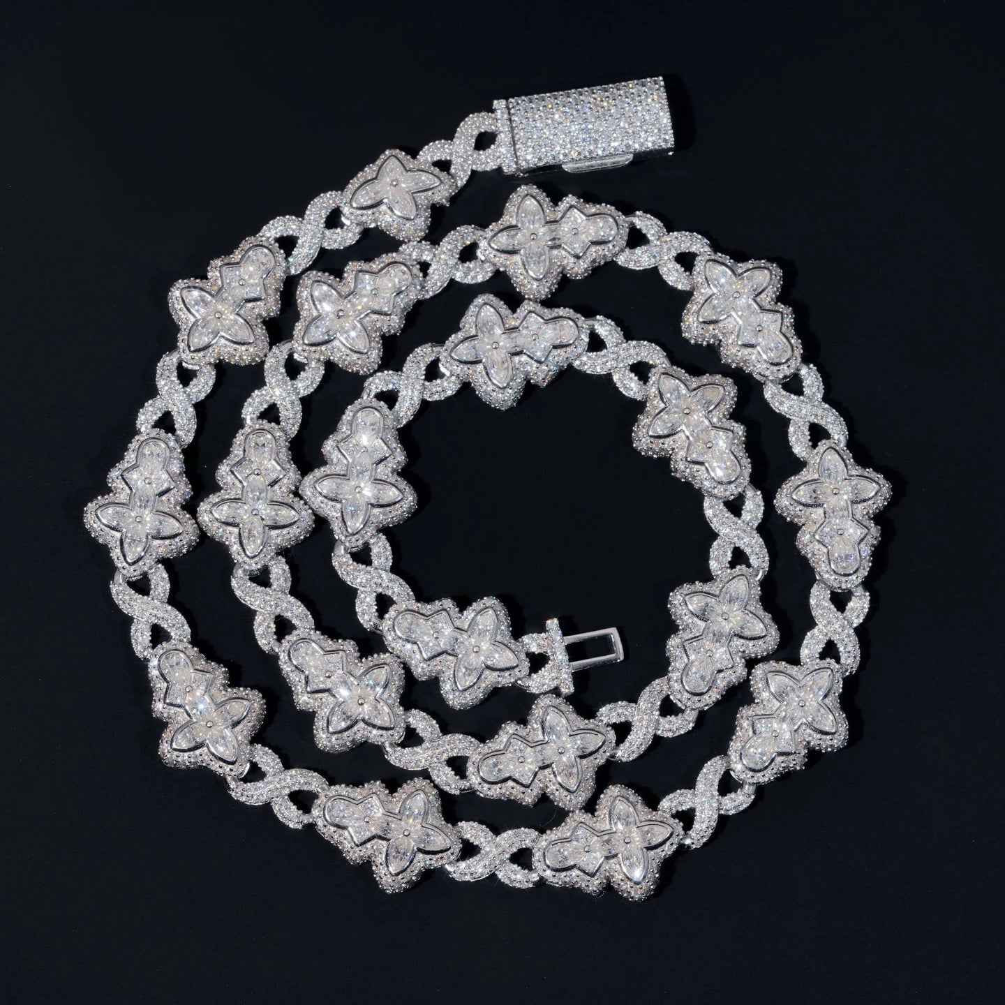 New Arrival VVS Moissanite Necklace Solid 925 Silver Cuban Link Hip Hop Jewelry Iced Out Flower Cross Link Cuban Necklace