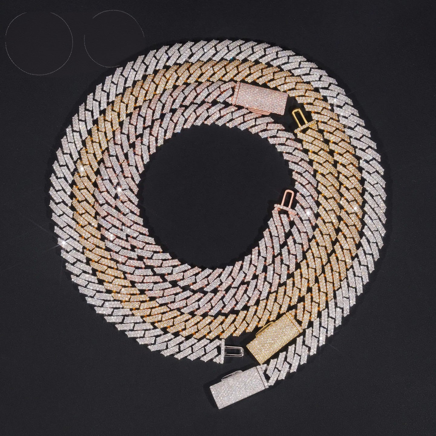 Promotion Factory Price Hip Hop Jewelry 12mm Solid 925 Sterling Silver Gold Plated GRA VVS Iced Out Moissanite Cuban Link Chain