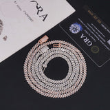 Pass Diamond Tester Iced Out One Row Hip Hop Thin 5mm Width 925 Sliver Moissanite Cuban Link Chain
