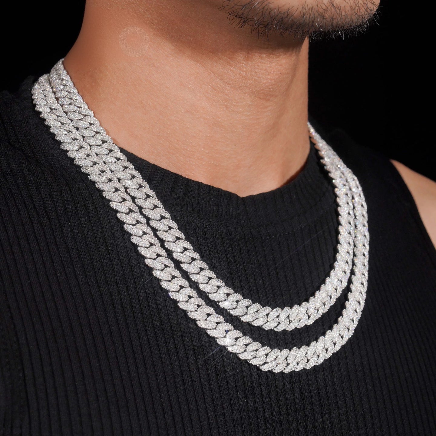 Pass Diamond Tester 925 Sterling Silver Hip Hop Style Iced Out 10mm Moissanite Cuban Link Chain
