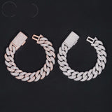 Rapper Jewelry Hip Hop Mens 15mm Iced Out 925 Sterling Silver Two Tone Moissanite Cuban Bracelets