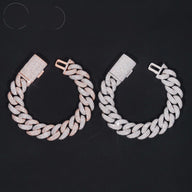 Rapper Jewelry Hip Hop Mens 15mm Iced Out 925 Sterling Silver Two Tone Moissanite Cuban Bracelets