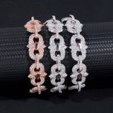 New Arrivals Iced Out Royal Blue Pink Marquise Hip Hop Infinity 16.5mm 925 Sliver VVS Moissanite Bracelet