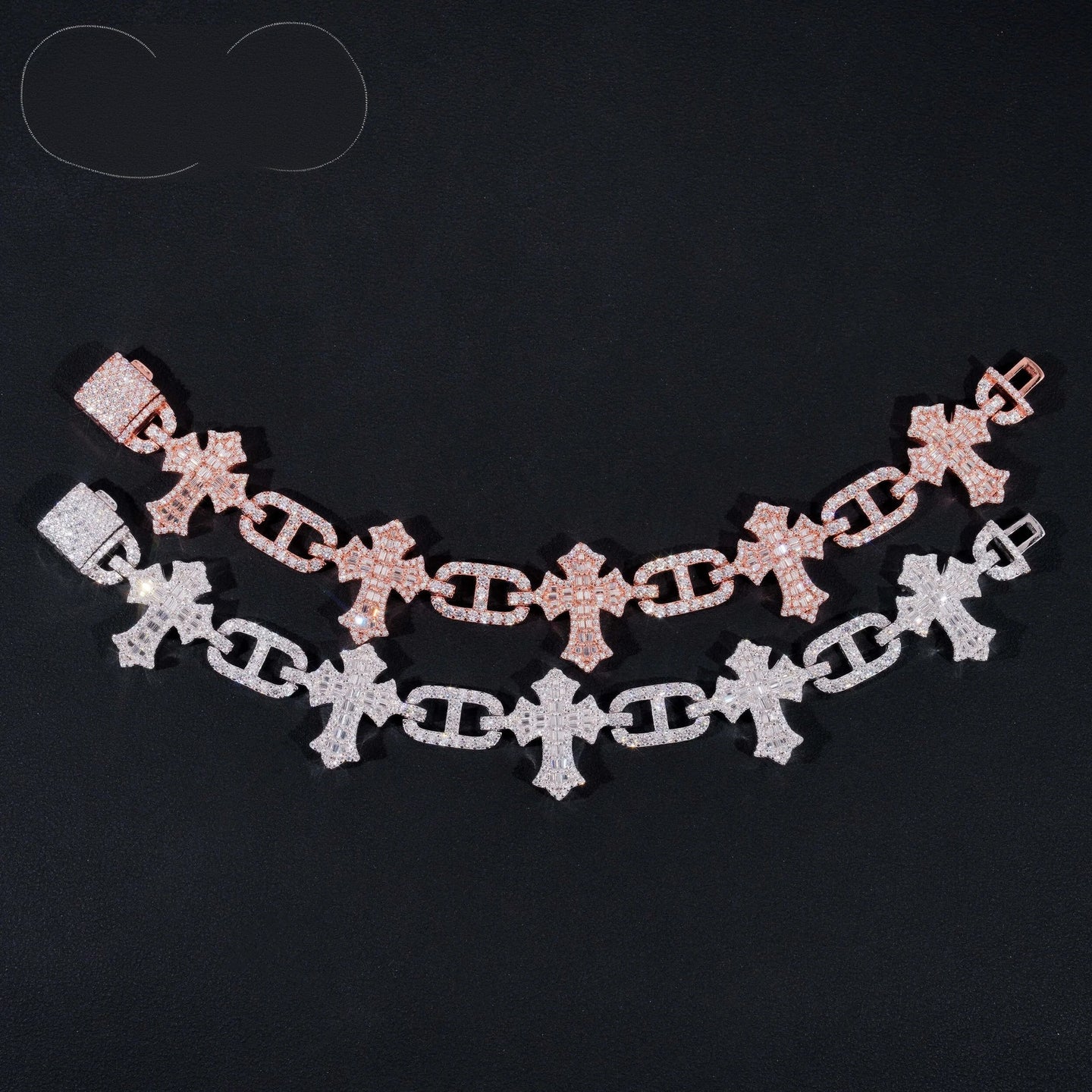 Fashion Hip Hop Style New Design 925 Sterling Silver Iced Out Cross Infinity Moissanite Men Bracelet