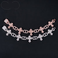 Fashion Hip Hop Style New Design 925 Sterling Silver Iced Out Cross Infinity Moissanite Men Bracelet