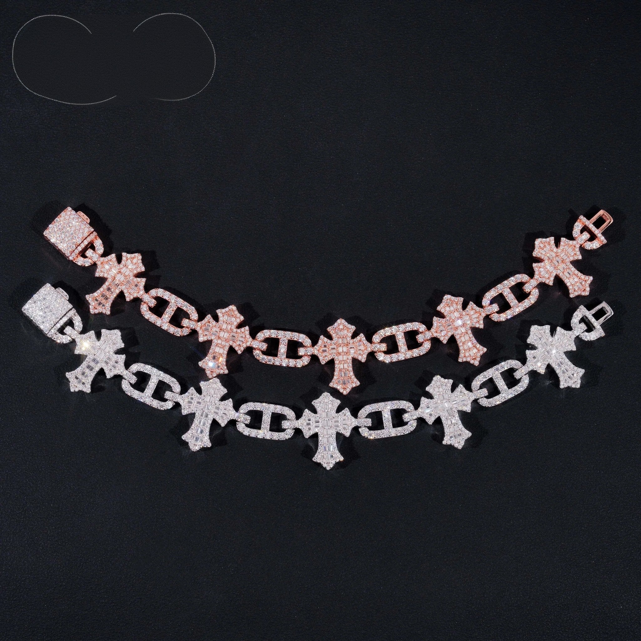 Fashion Hip Hop Style New Design 925 Sterling Silver Iced Out Cross Infinity Moissanite Men Bracelet
