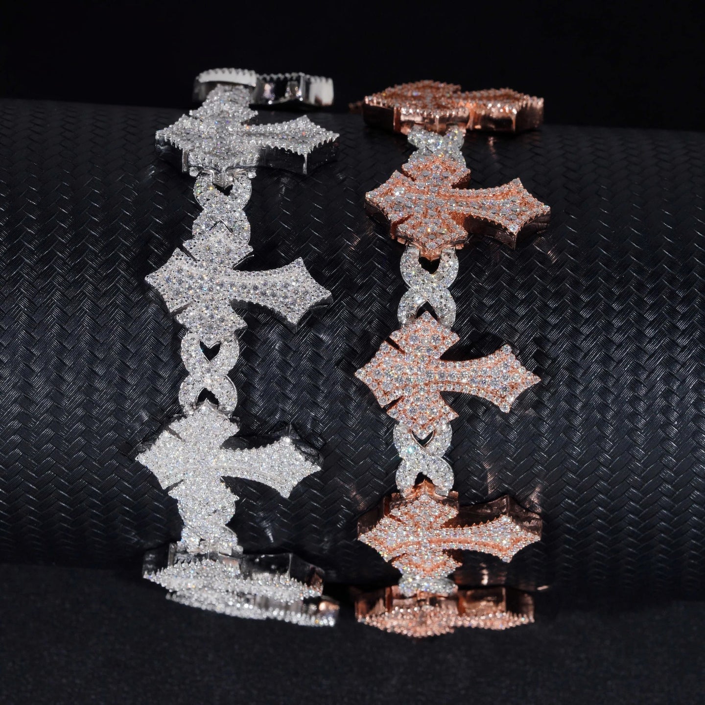 Pass Diamond Tester Silver 925 Gold Plated Hip Hop Jewelry Custom Mens Cross VVS Moissanite Cuban Bracelet
