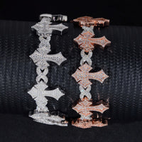 Pass Diamond Tester Silver 925 Gold Plated Hip Hop Jewelry Custom Mens Cross VVS Moissanite Cuban Bracelet