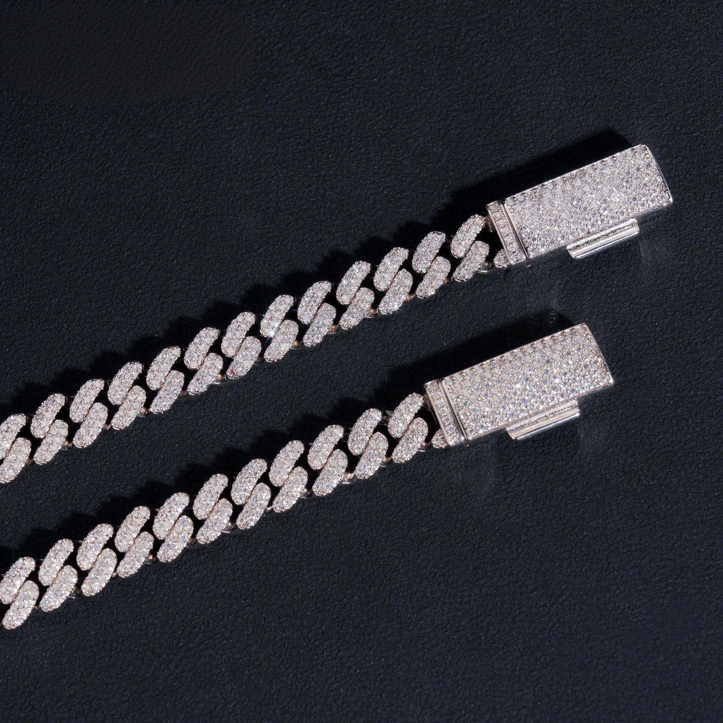 Hot Selling 925 Sterling Silver 8mm Width 2 Row Hip Hop Iced Out Moissanite Cuban Link Bracelet