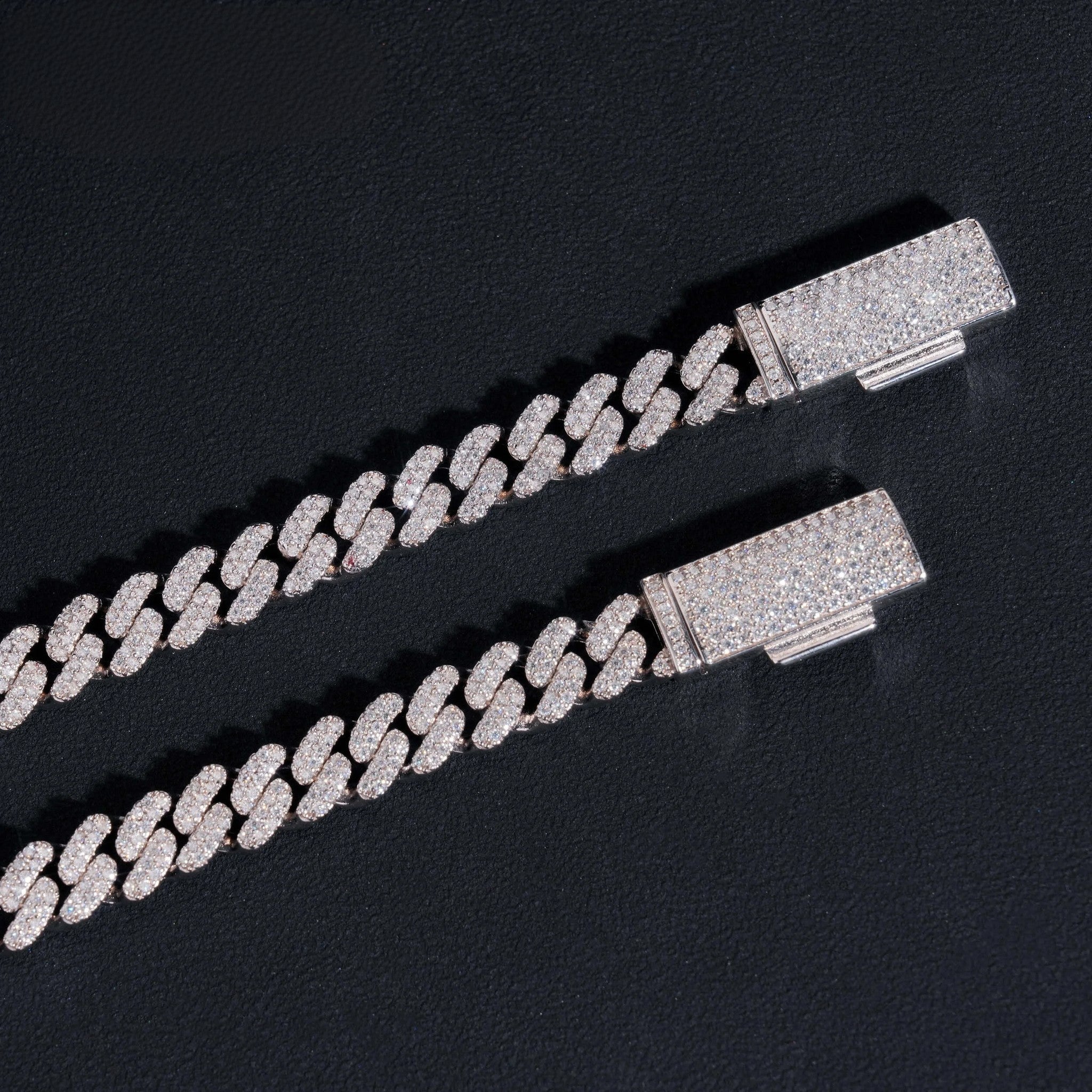 Hot Selling 925 Sterling Silver 8mm Width 2 Row Hip Hop Iced Out Moissanite Cuban Link Bracelet