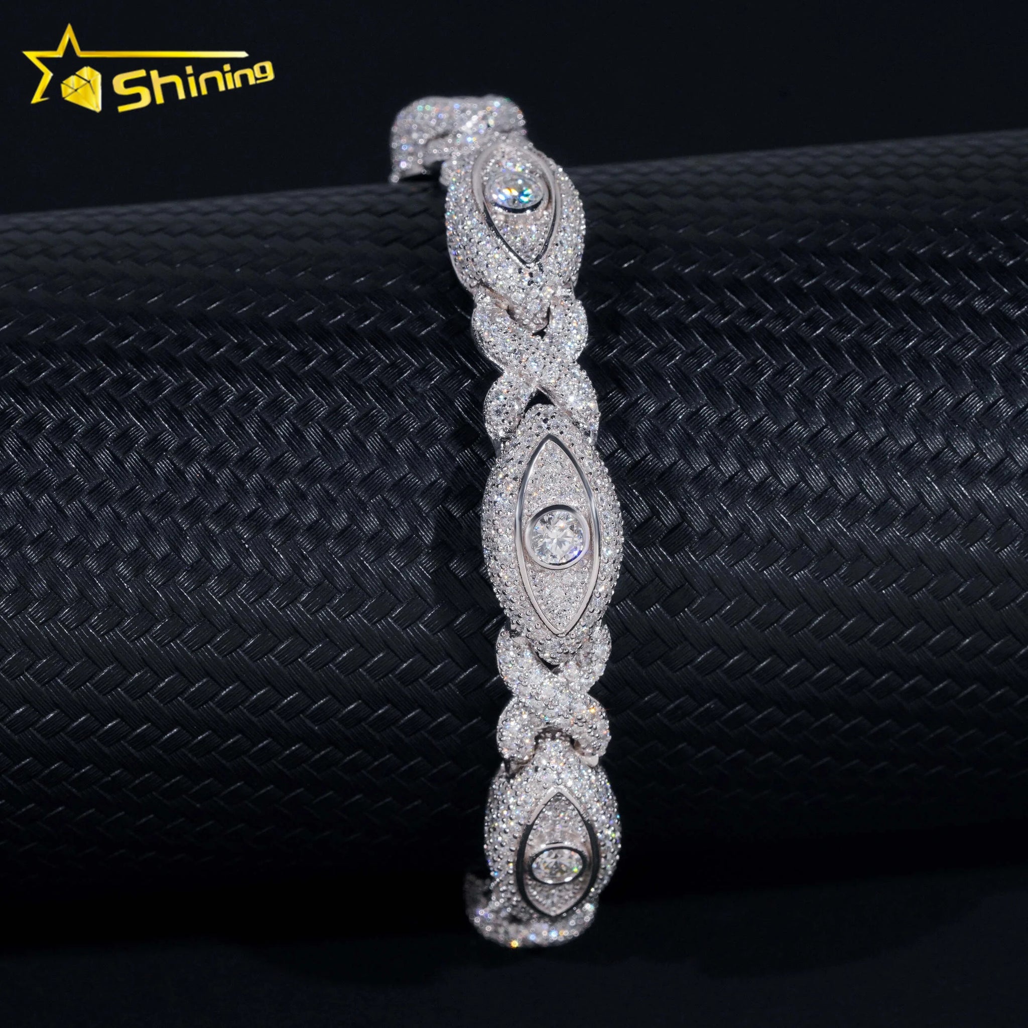 Pass Diamond Tester Silver 925 Gold Plated Hip Hop Jewelry Custom Mens Eye Bracelet VVS Moissanite Cuban Bracelet