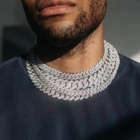 Iced Out Drip Moissanite 2 Rows Miami Gold Cuban Chain Necklace 925 Sterling Silver Diamond Moissanite Cuban Link Chain